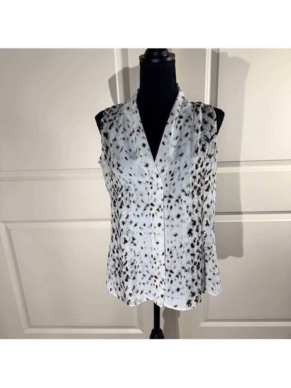 Violet & Claire Cream and Brown Animal Print Blouse Small